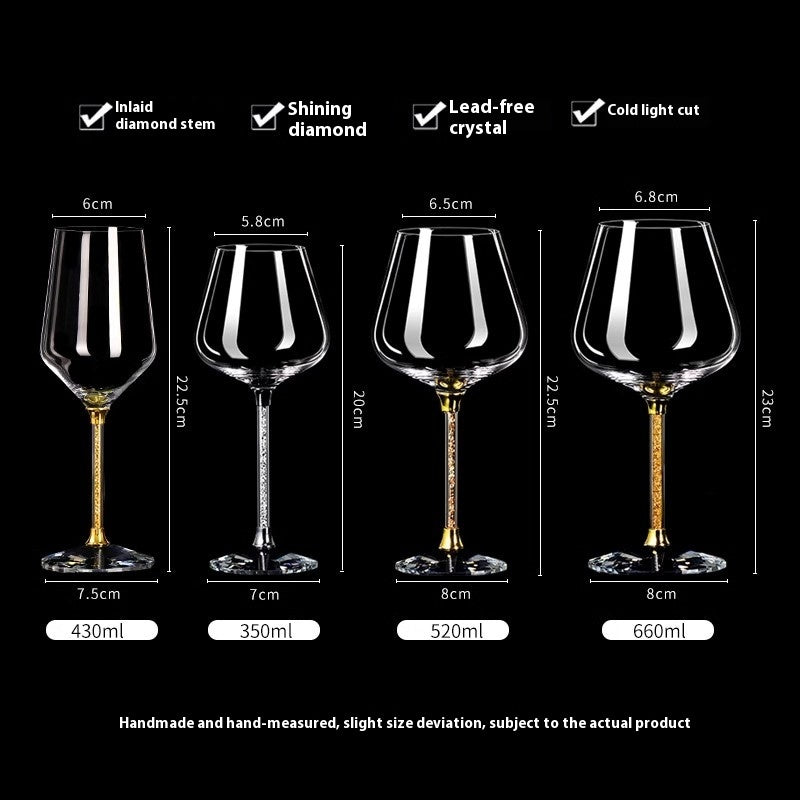 Crystal Diamond Gold Foil Goblet For Elegant Beverage Serving