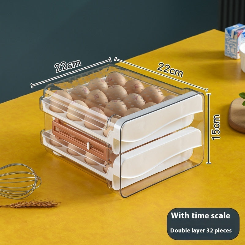 Kitchen Refrigerator Egg Storage Box With Measurement Scale Drawer Organizer