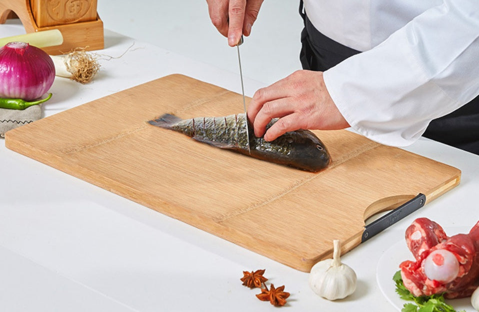 Carbonized Whole Bamboo Kitchen Cutting Board Durable Natural Style