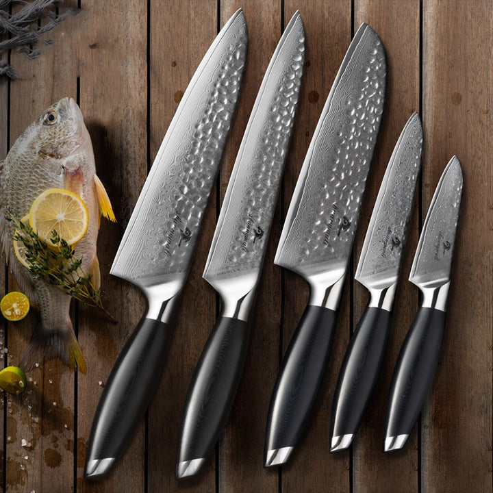 5 Piece Kitchen Chef Knife Set For Professional Cooking Preparation