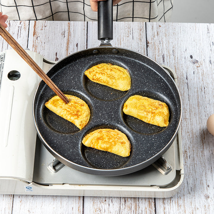 Love Non Stick Four Hole Omelette Frying Pan Flat Bottom Cookware