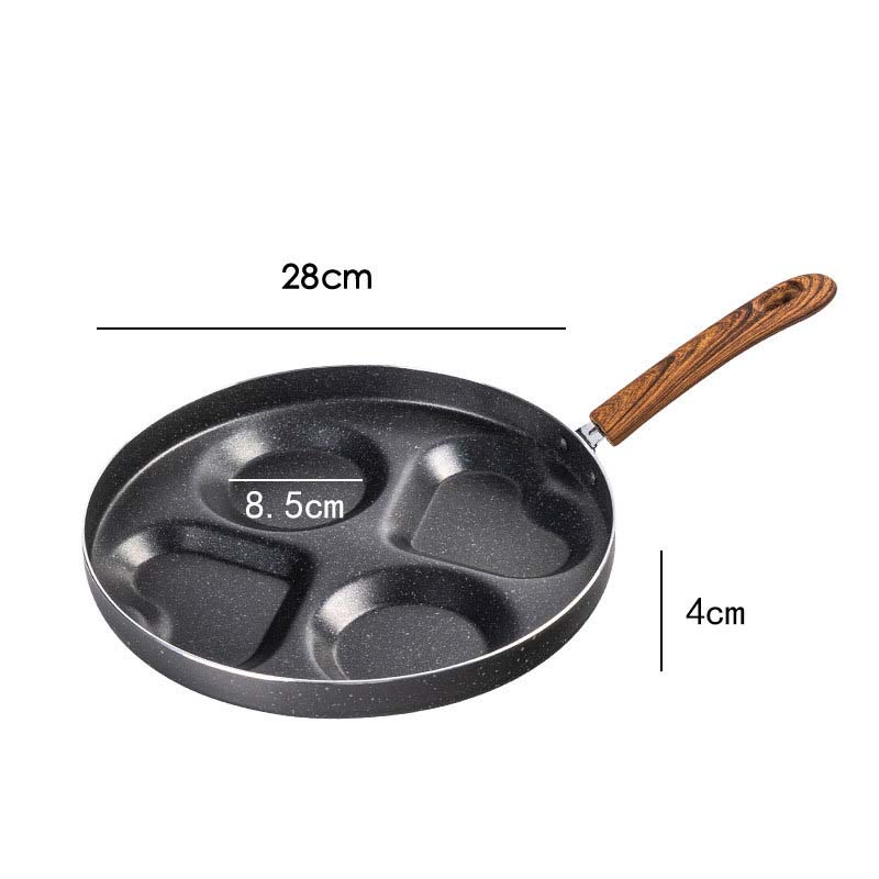 Love Non Stick Four Hole Omelette Frying Pan Flat Bottom Cookware