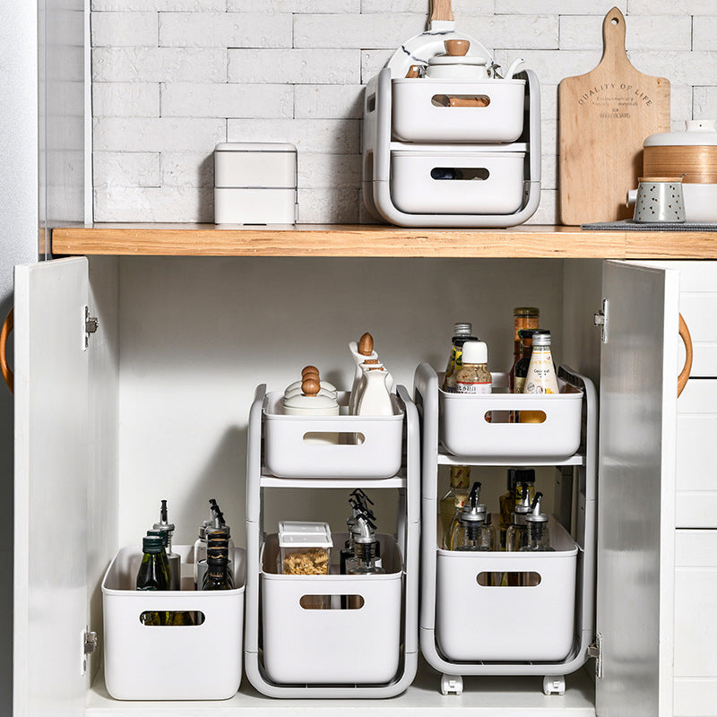 Two Tier Kitchen Storage Rack And Cabinet Organizer Box