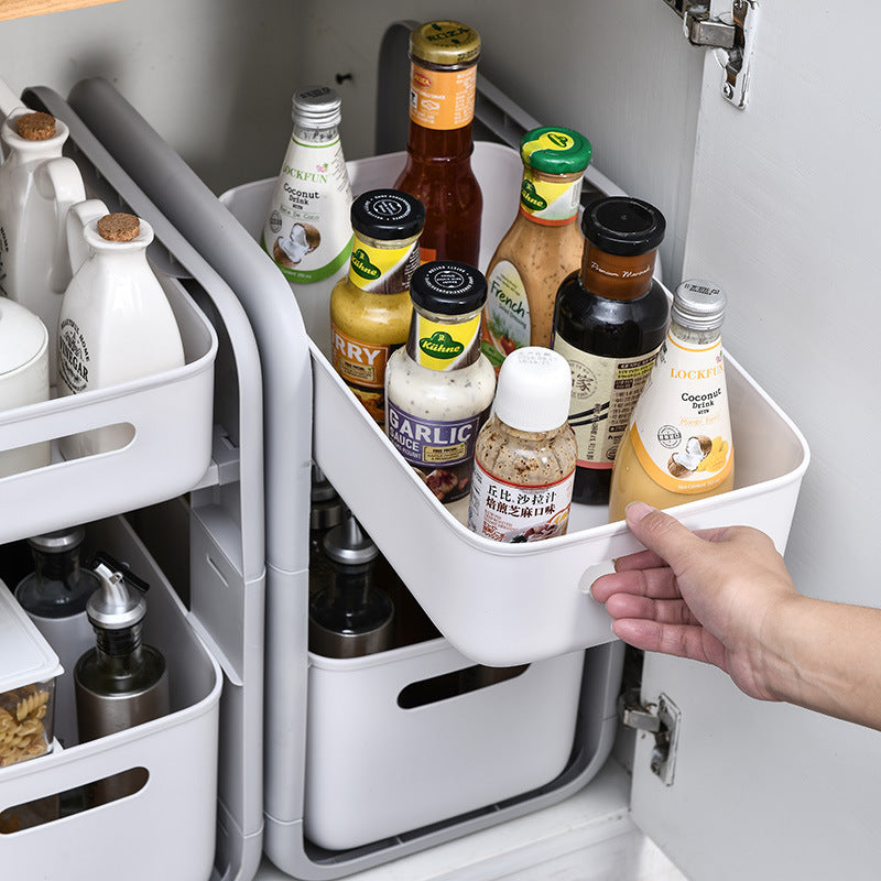 Two Tier Kitchen Storage Rack And Cabinet Organizer Box