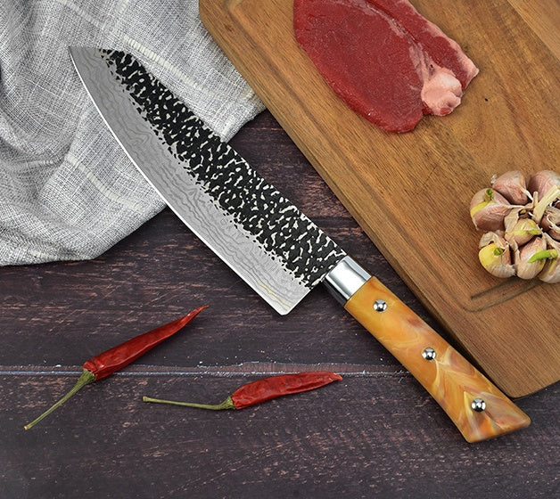 Marbled Handle Stainless Steel Chef Knife Meat Slicing Kitchen Knife