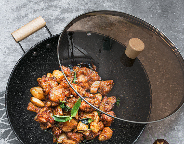 Non Stick Frying Pan With Lid Color Box Packaging Cookware
