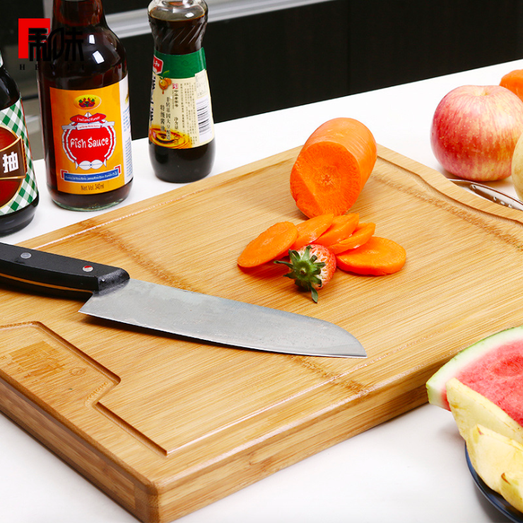 Carbonized Whole Bamboo Kitchen Cutting Board Durable Natural Style