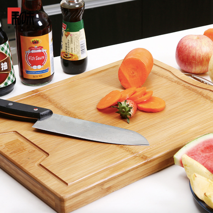 Carbonized Whole Bamboo Kitchen Cutting Board Durable Natural Style