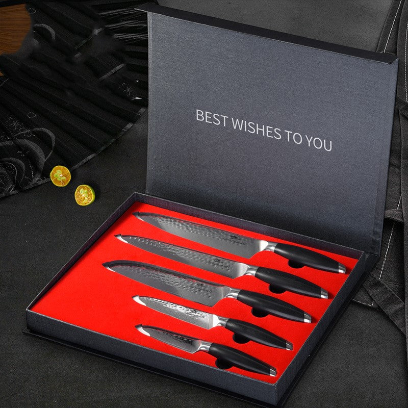 5 Piece Kitchen Chef Knife Set For Professional Cooking Preparation