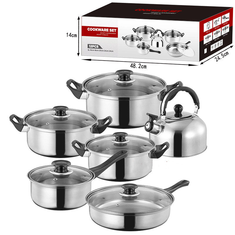 Stainless Steel Cookware Set Milk Pot Soup Pot Frying Pan Kettle