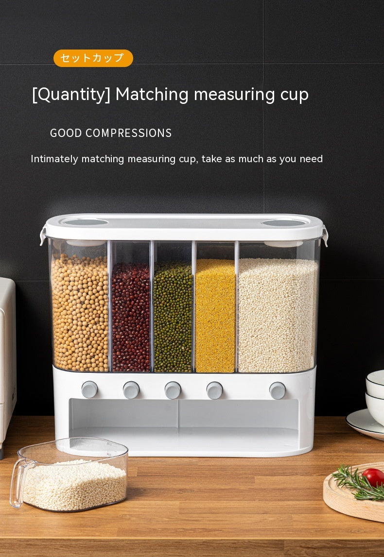 Sealed Kitchen Cereal Storage Box With Separate Compartments