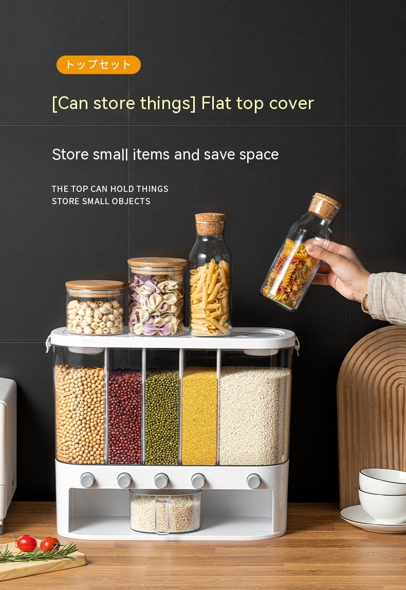 Sealed Kitchen Cereal Storage Box With Separate Compartments