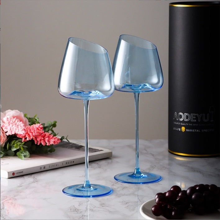 Crystal Goblet In Klein Blue For Elegant Beverage Serving
