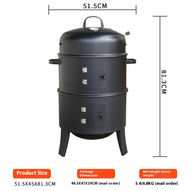3 In 1 Outdoor Smoker And BBQ Grill For Cooking Use