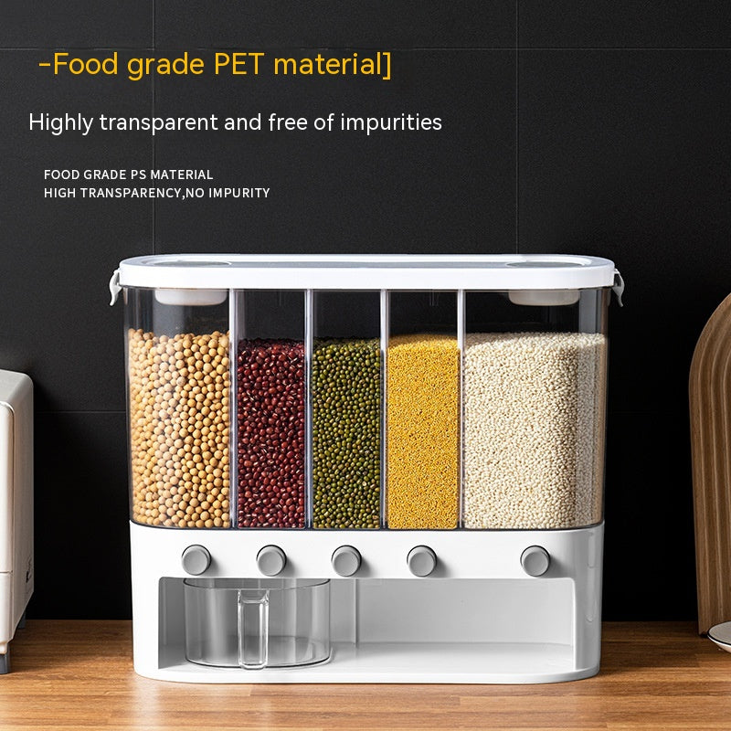 Sealed Kitchen Cereal Storage Box With Separate Compartments