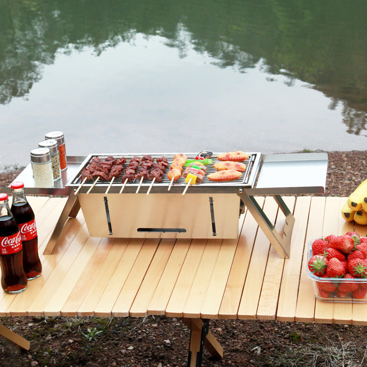 Thickened Stainless Steel Folding BBQ Grill For Outdoor Use
