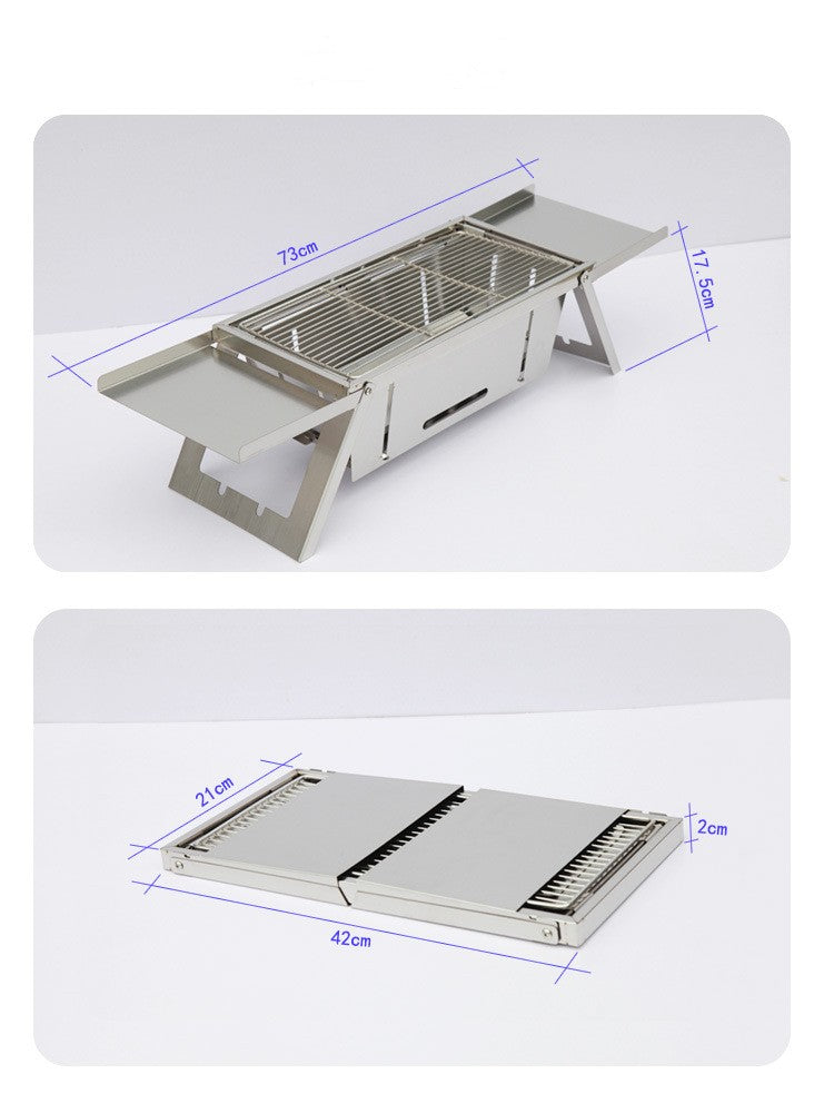 Thickened Stainless Steel Folding BBQ Grill For Outdoor Use