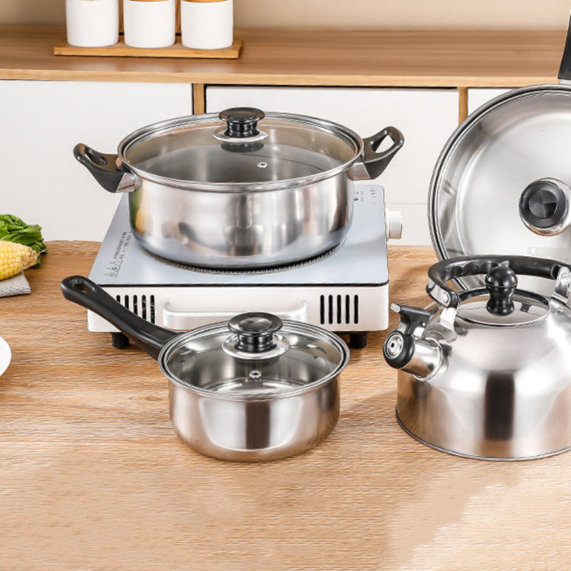 Stainless Steel Cookware Set Milk Pot Soup Pot Frying Pan Kettle