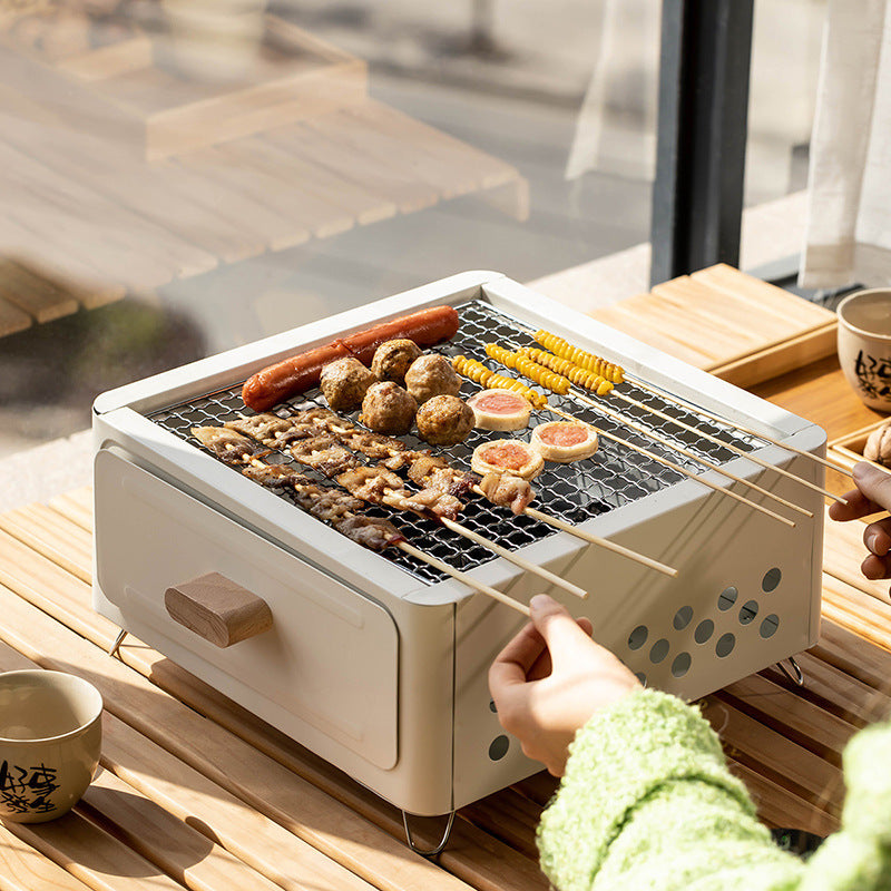 Square Charcoal BBQ Grill For Outdoor Courtyard Cooking Use