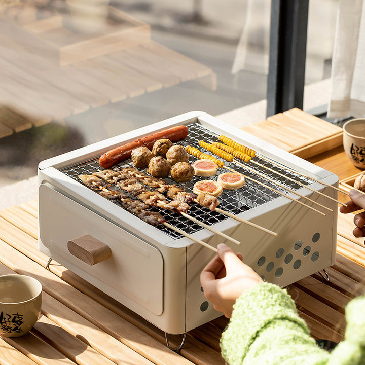 Square Charcoal BBQ Grill For Outdoor Courtyard Cooking Use