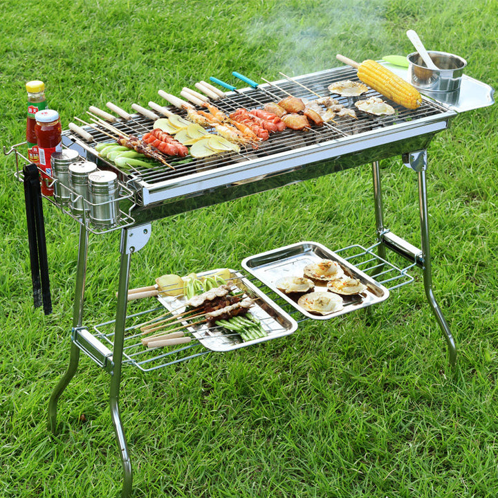 Portable Folding Stainless Steel BBQ Grill For Outdoor Cooking