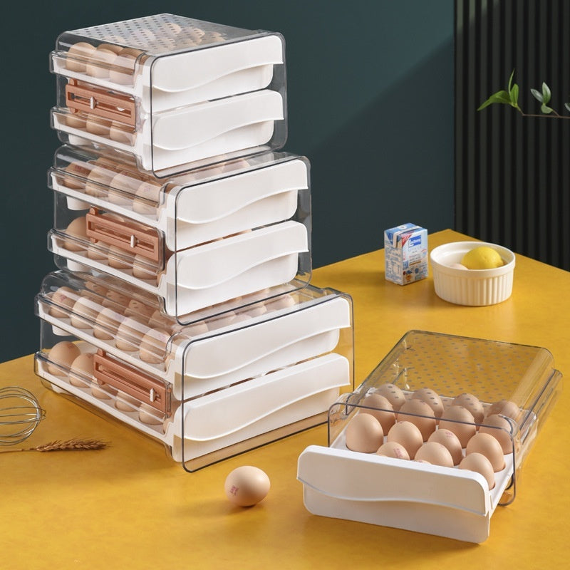 Kitchen Refrigerator Egg Storage Box With Measurement Scale Drawer Organizer