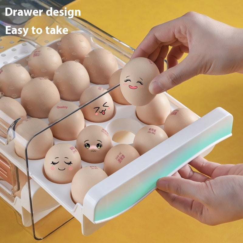 Kitchen Refrigerator Egg Storage Box With Measurement Scale Drawer Organizer