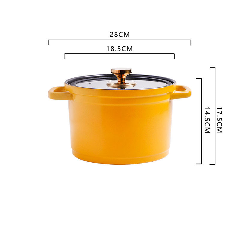 Nordic Style Ceramic Large Capacity Color Glaze Stock Pot For Porridge And Chicken Soup