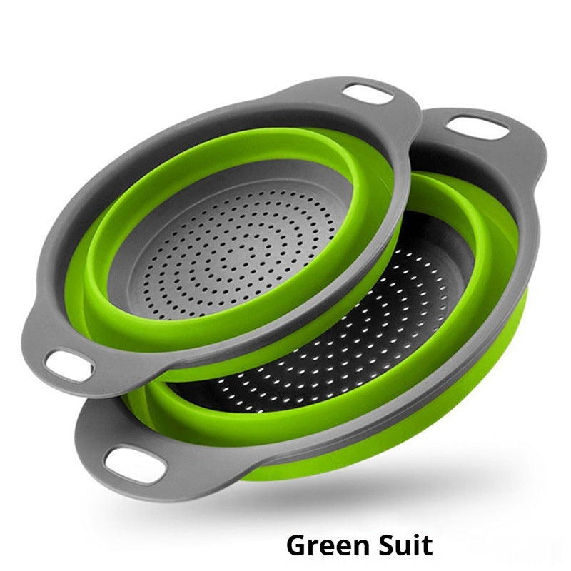 Folding Circular Kitchen Drain Basket Utensil For Washing And Straining Food