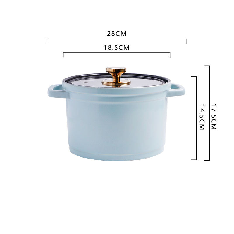Nordic Style Ceramic Large Capacity Color Glaze Stock Pot For Porridge And Chicken Soup