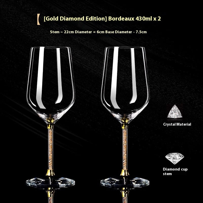Crystal Diamond Gold Foil Goblet For Elegant Beverage Serving