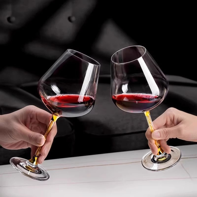 Crystal Diamond Gold Foil Goblet For Elegant Beverage Serving