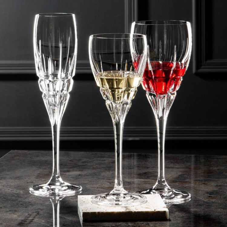 Crystal Glass With Carved Floral Design For Elegant Beverage Serving