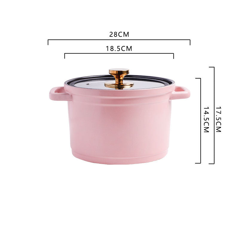 Nordic Style Ceramic Large Capacity Color Glaze Stock Pot For Porridge And Chicken Soup
