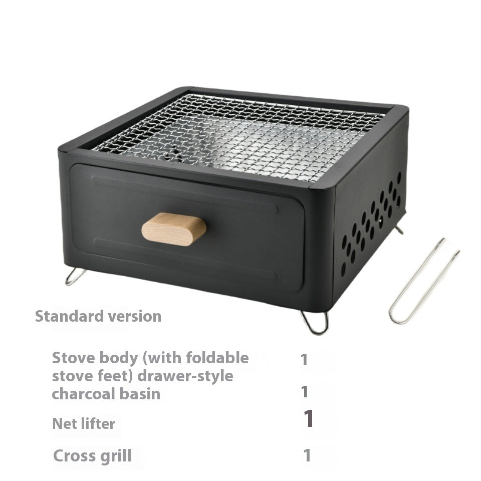 Square Charcoal BBQ Grill For Outdoor Courtyard Cooking Use