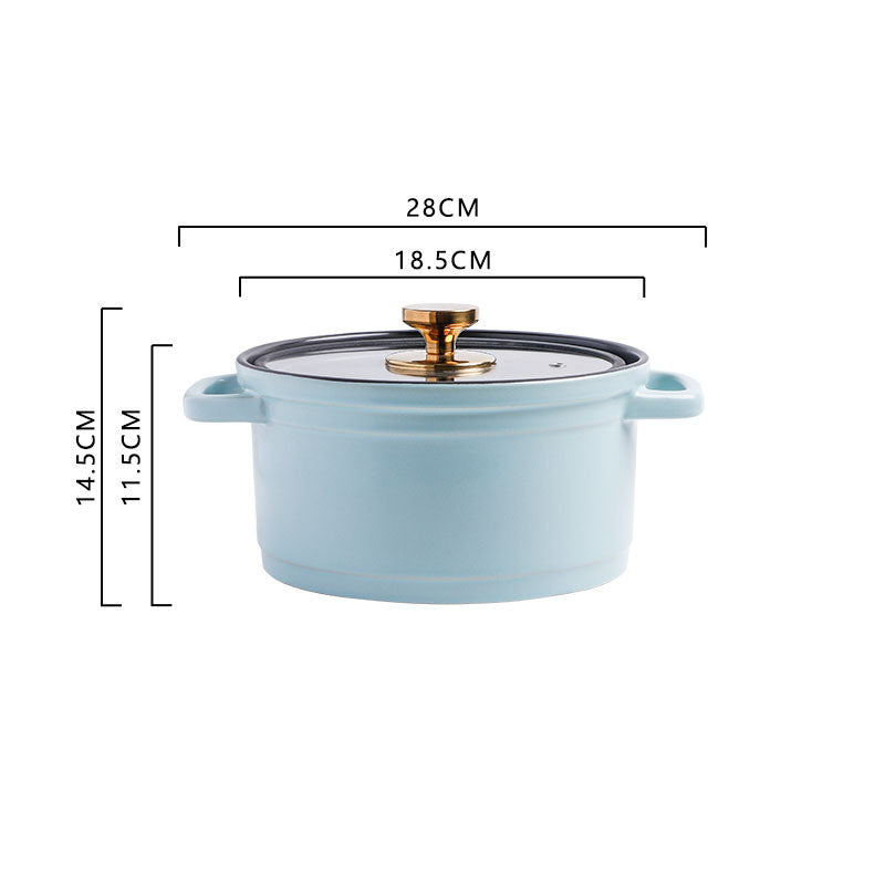 Nordic Style Ceramic Large Capacity Color Glaze Stock Pot For Porridge And Chicken Soup