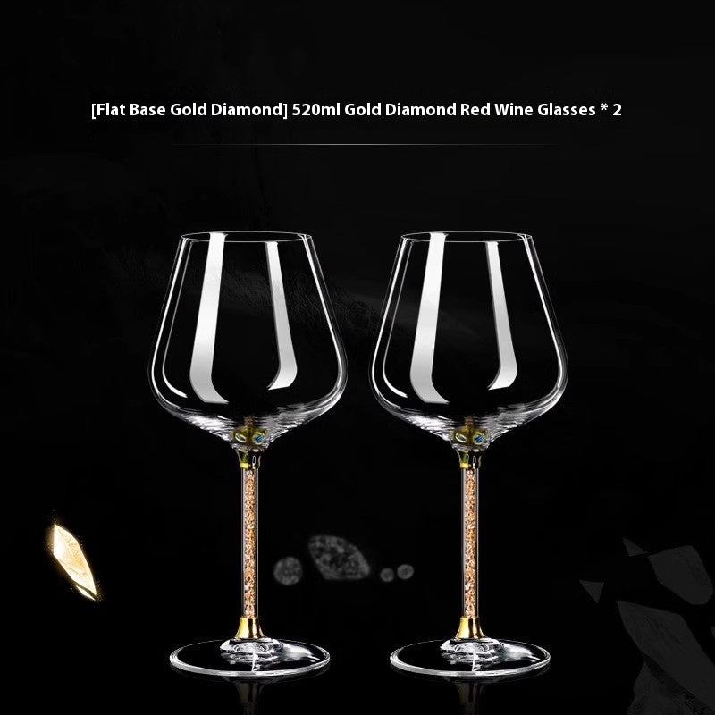 Crystal Diamond Gold Foil Goblet For Elegant Beverage Serving