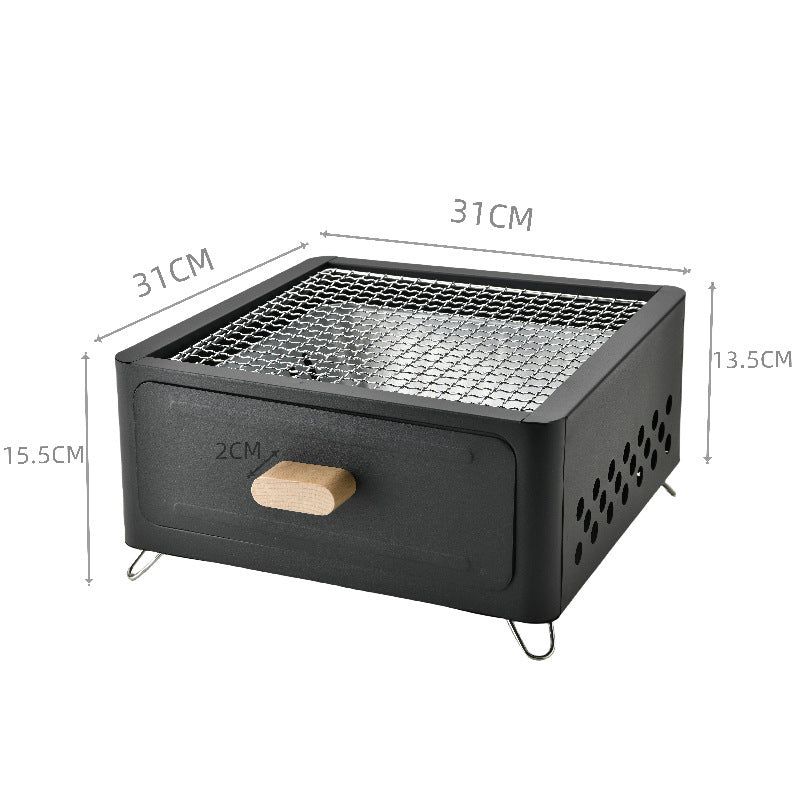 Square Charcoal BBQ Grill For Outdoor Courtyard Cooking Use