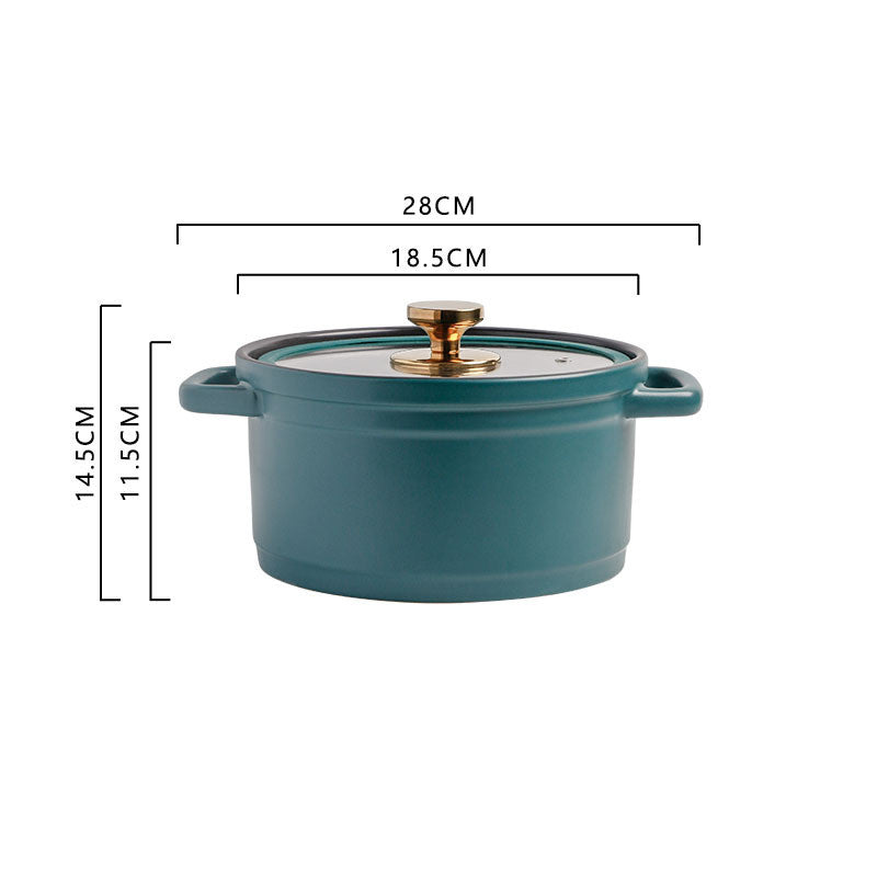 Nordic Style Ceramic Large Capacity Color Glaze Stock Pot For Porridge And Chicken Soup