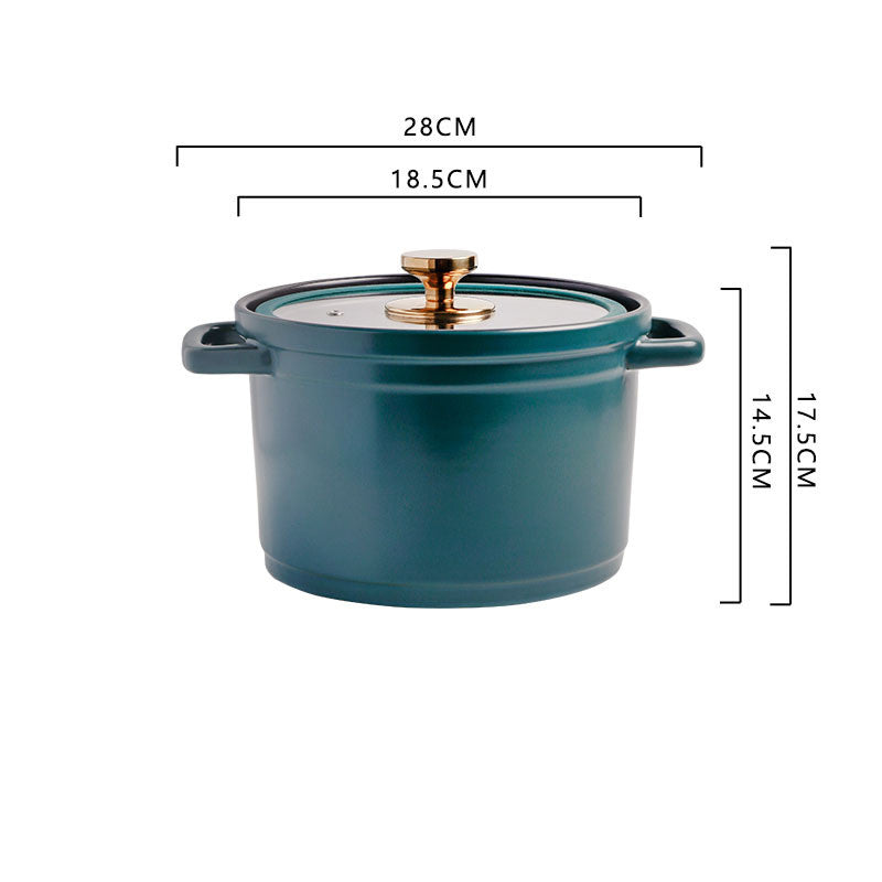 Nordic Style Ceramic Large Capacity Color Glaze Stock Pot For Porridge And Chicken Soup