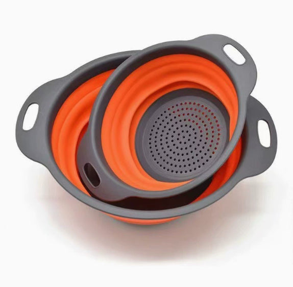 Folding Circular Kitchen Drain Basket Utensil For Washing And Straining Food
