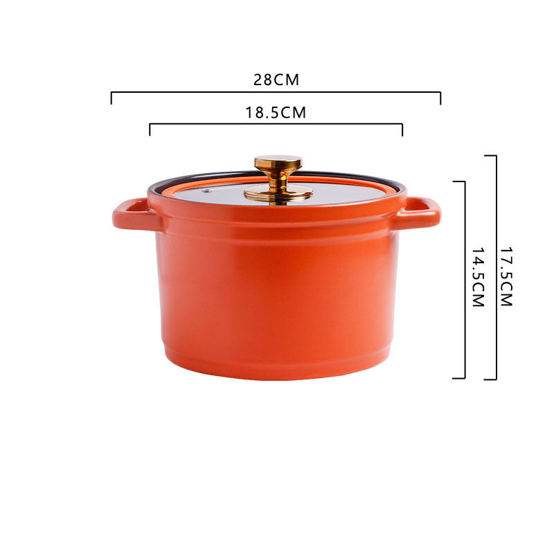 Nordic Style Ceramic Large Capacity Color Glaze Stock Pot For Porridge And Chicken Soup