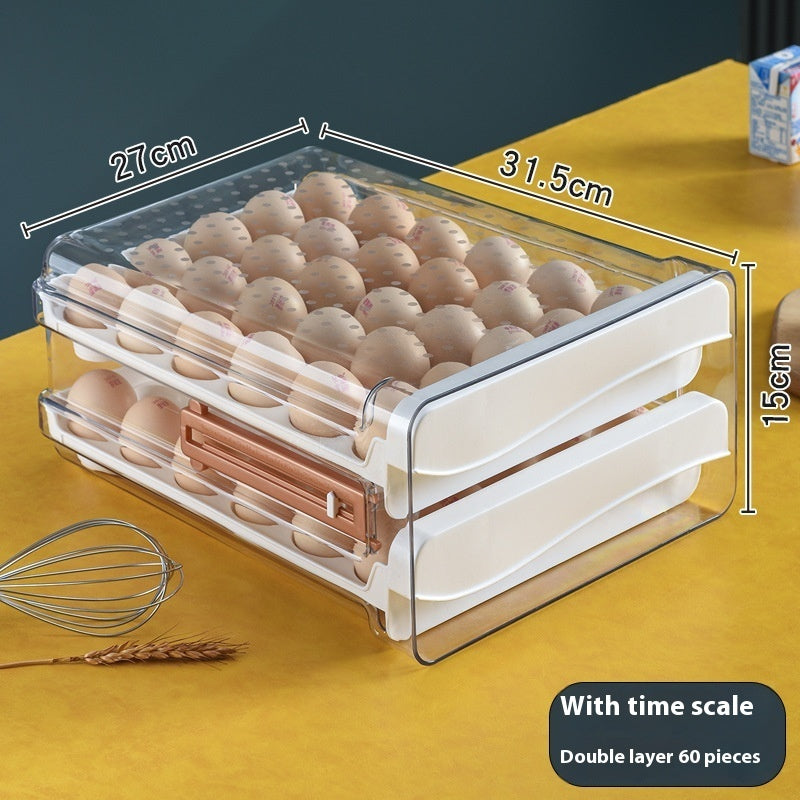 Kitchen Refrigerator Egg Storage Box With Measurement Scale Drawer Organizer