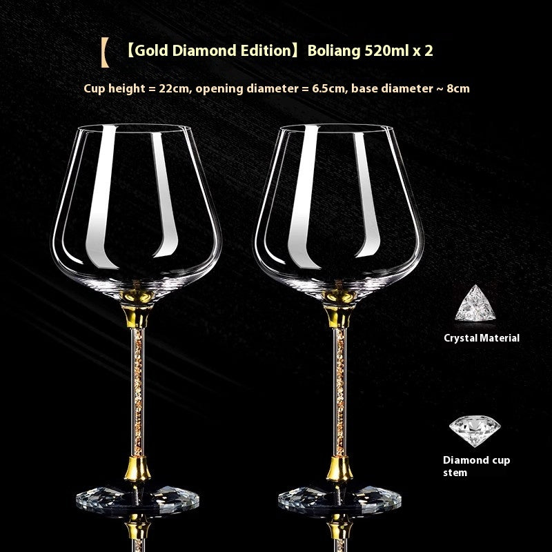 Crystal Diamond Gold Foil Goblet For Elegant Beverage Serving