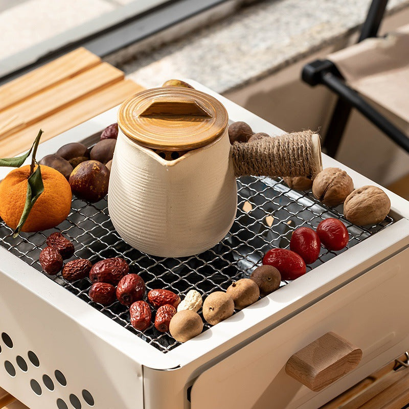 Square Charcoal BBQ Grill For Outdoor Courtyard Cooking Use