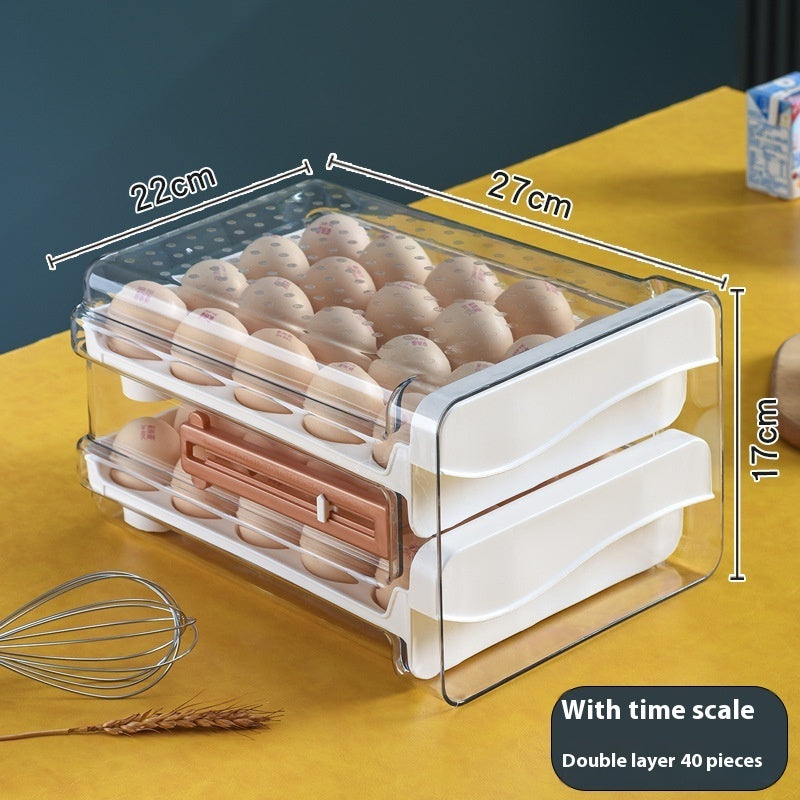 Kitchen Refrigerator Egg Storage Box With Measurement Scale Drawer Organizer