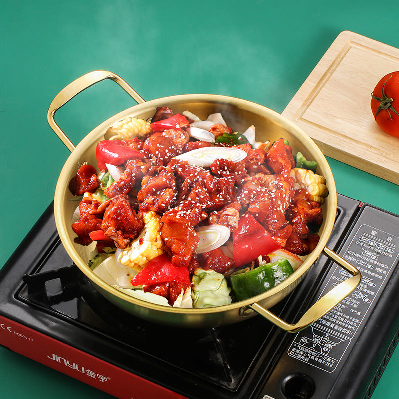 Thickened Stainless Steel Double Handle Griddle For Cooking Use