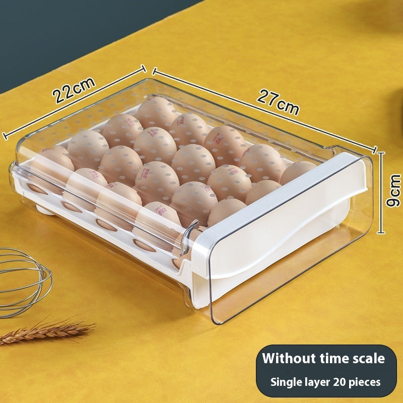 Kitchen Refrigerator Egg Storage Box With Measurement Scale Drawer Organizer