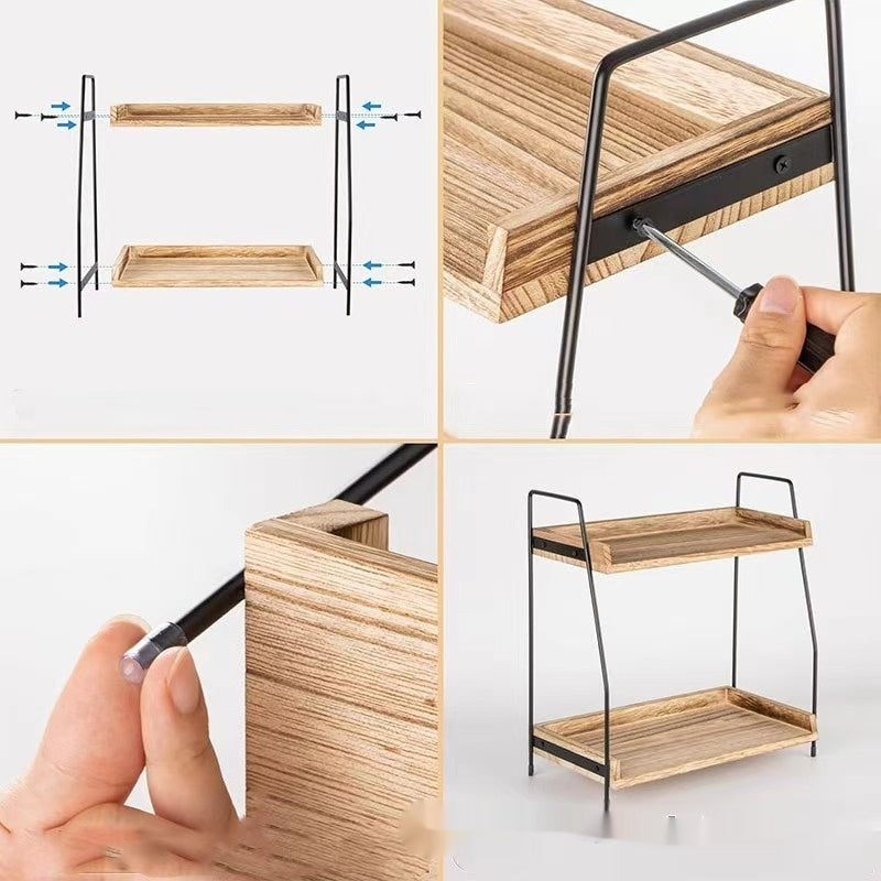 Wooden Kitchen Seasoning Storage Rack Organizer For Spices And Condiments