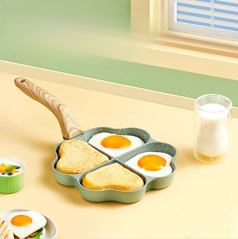 Aluminum Four Hole Frying Pan Nonstick Breakfast Pan